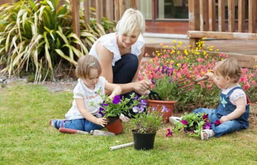 Risk assessment being carried out before garden maintenance in Southfields